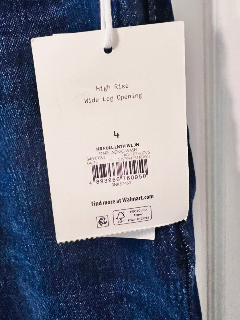 Free Assembly High Rise Wide Leg-NWT-Women's Blue Jeans/Denim-Size 4-Stretch - Picture 4 of 15
